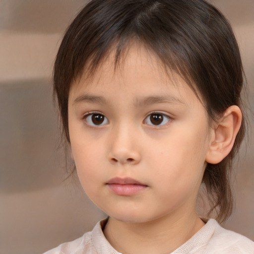 Neutral white child female with medium  brown hair and brown eyes