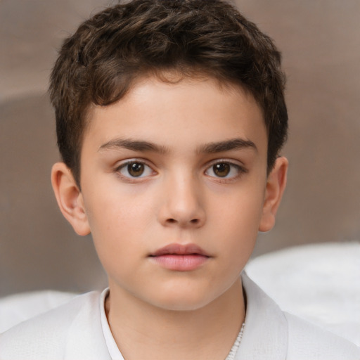 Neutral white child male with short  brown hair and brown eyes