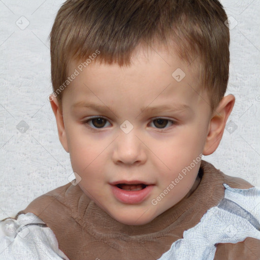 Neutral white child male with short  brown hair and brown eyes