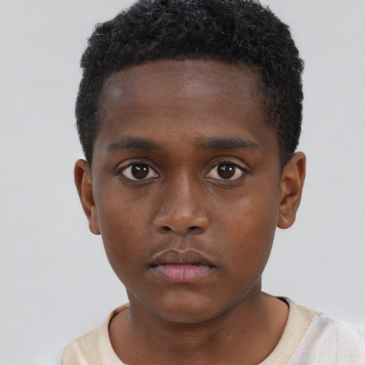 Neutral black child male with short  brown hair and brown eyes