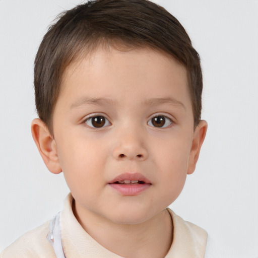 Neutral white child male with short  brown hair and brown eyes