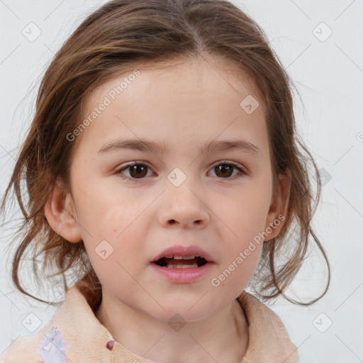 Neutral white child female with medium  brown hair and brown eyes