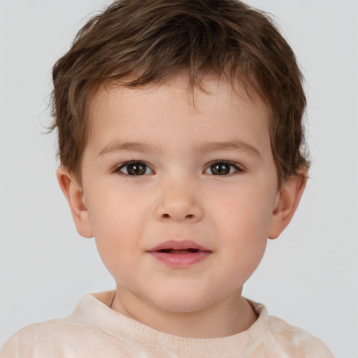 Neutral white child male with short  brown hair and brown eyes