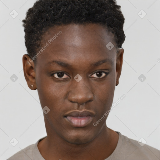 Neutral black young-adult male with short  brown hair and brown eyes