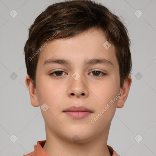 Neutral white child male with short  brown hair and brown eyes