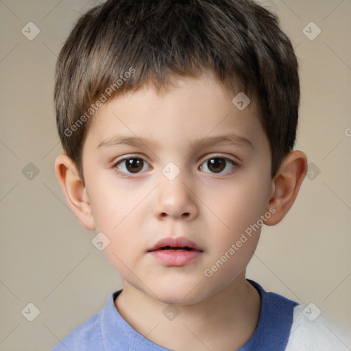 Neutral white child male with short  brown hair and brown eyes