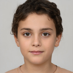 Neutral white child female with short  brown hair and brown eyes