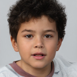 Neutral white child male with short  brown hair and brown eyes