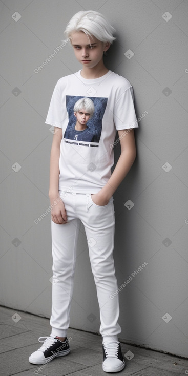 Czech teenager boy with  white hair