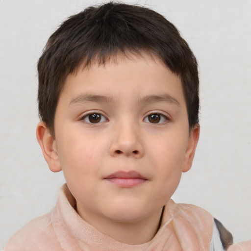 Neutral white child male with short  brown hair and brown eyes