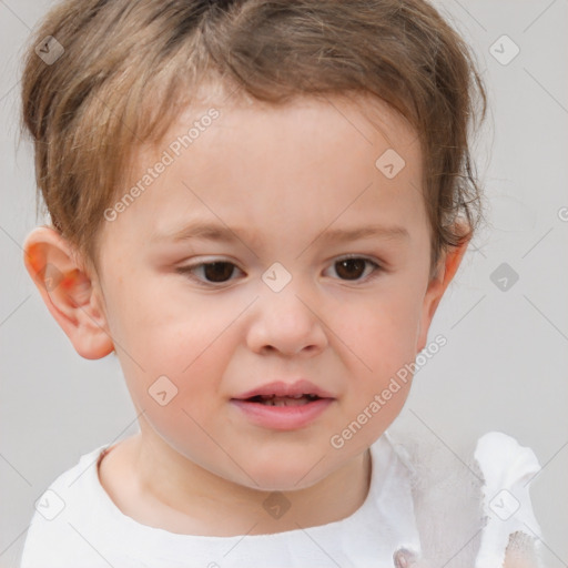 Neutral white child male with short  brown hair and brown eyes