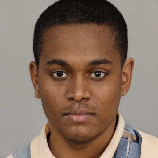 Neutral latino young-adult male with short  brown hair and brown eyes