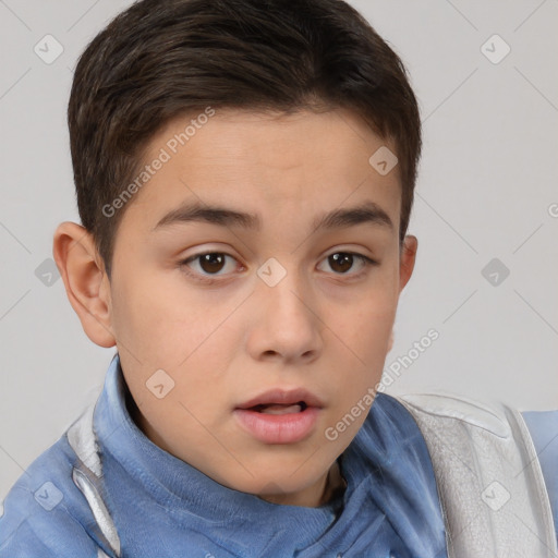 Neutral white child male with short  brown hair and brown eyes