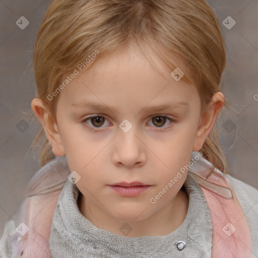 Neutral white child female with medium  brown hair and brown eyes