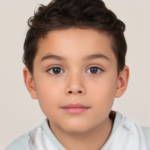 Neutral white child male with short  brown hair and brown eyes