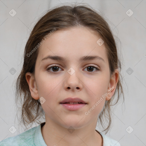 Neutral white child female with medium  brown hair and brown eyes