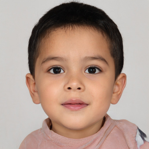 Neutral white child male with short  brown hair and brown eyes