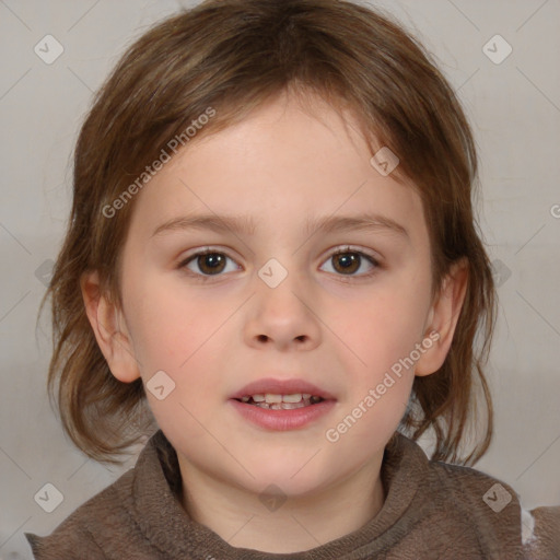 Neutral white child female with medium  brown hair and brown eyes