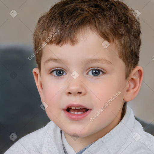 Neutral white child male with short  brown hair and brown eyes