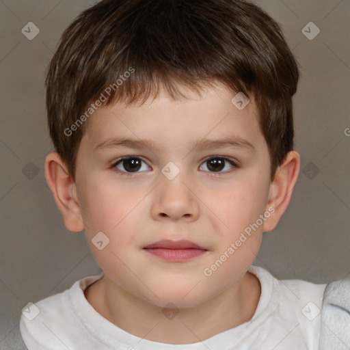 Neutral white child male with short  brown hair and brown eyes