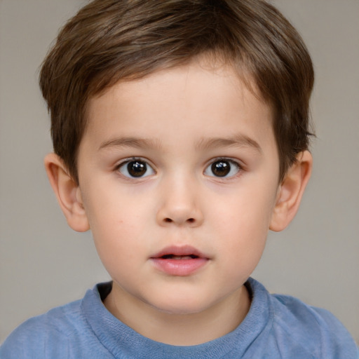 Neutral white child male with short  brown hair and brown eyes