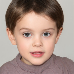 Neutral white child female with short  brown hair and brown eyes