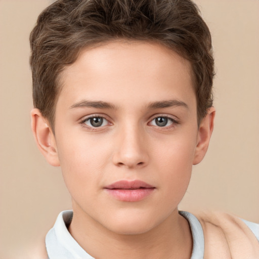 Neutral white child male with short  brown hair and brown eyes