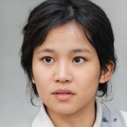 Neutral asian child female with medium  brown hair and brown eyes