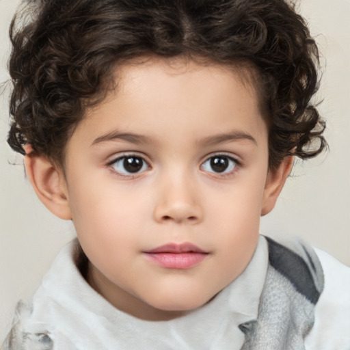 Neutral white child female with short  brown hair and brown eyes