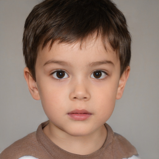 Neutral white child male with short  brown hair and brown eyes