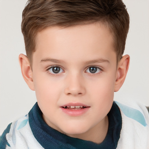 Neutral white child male with short  brown hair and brown eyes