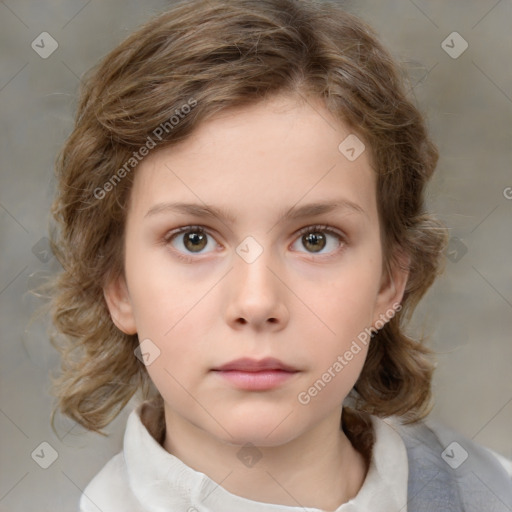 Neutral white child female with medium  brown hair and brown eyes