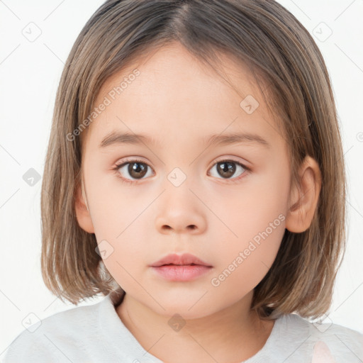 Neutral white child female with medium  brown hair and brown eyes