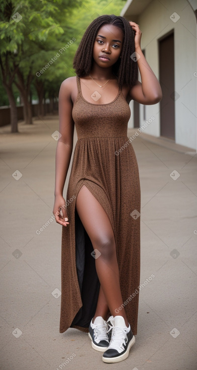 Zambian young adult female with  brown hair