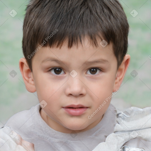 Neutral white child male with short  brown hair and brown eyes