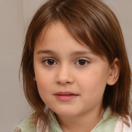 Neutral white child female with medium  brown hair and brown eyes