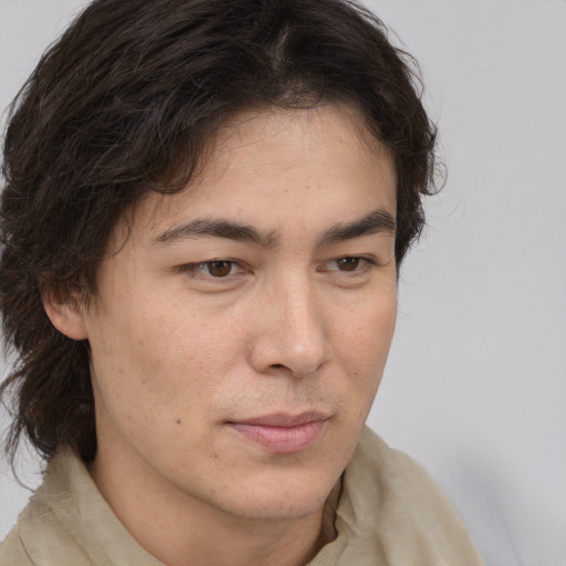Neutral white young-adult male with medium  brown hair and brown eyes