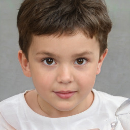 Neutral white child male with short  brown hair and brown eyes