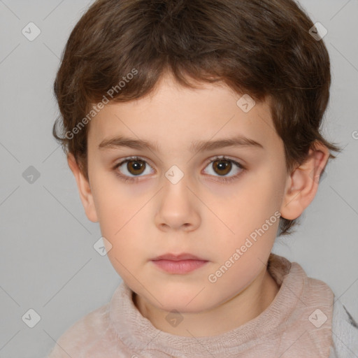 Neutral white child male with short  brown hair and brown eyes