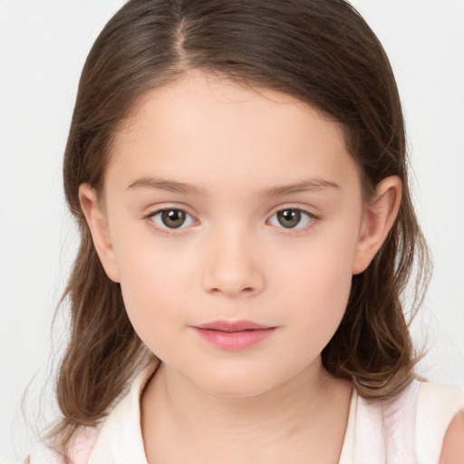 Neutral white child female with medium  brown hair and brown eyes