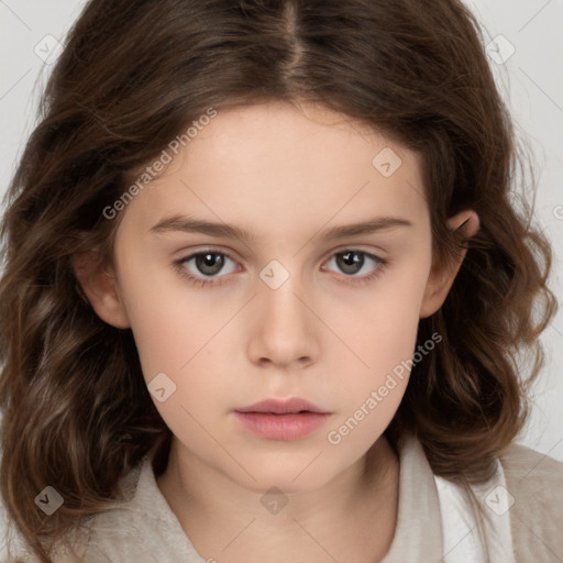 Neutral white child female with medium  brown hair and brown eyes