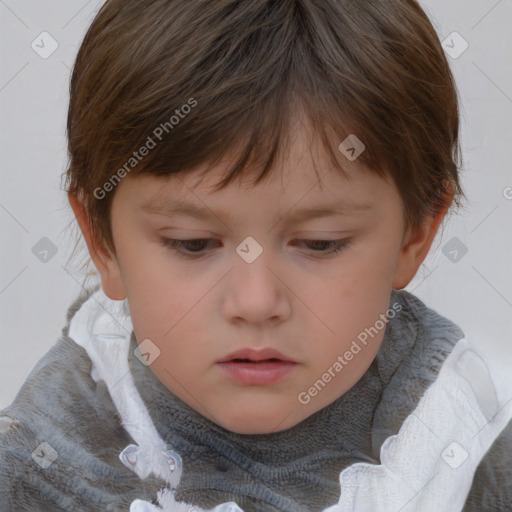 Neutral white child female with short  brown hair and brown eyes