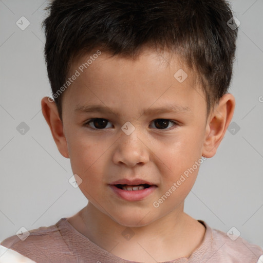 Neutral white child male with short  brown hair and brown eyes