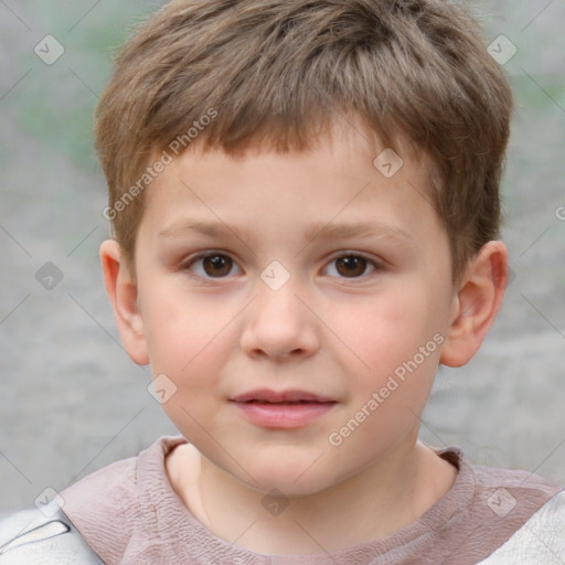 Neutral white child male with short  brown hair and brown eyes