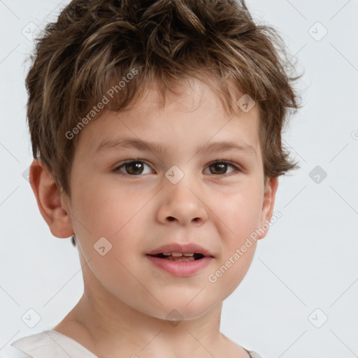 Neutral white child male with short  brown hair and brown eyes