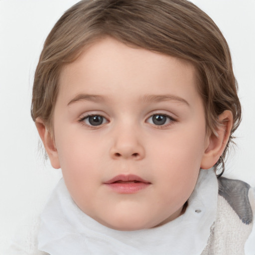 Neutral white child female with medium  brown hair and brown eyes