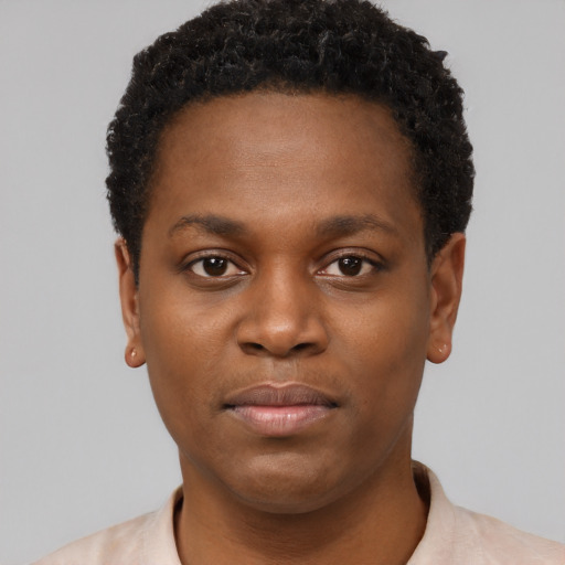 Neutral black young-adult male with short  brown hair and brown eyes