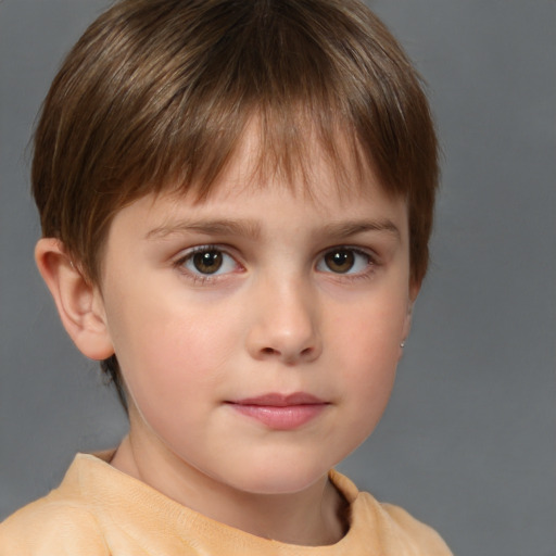 Neutral white child male with short  brown hair and brown eyes