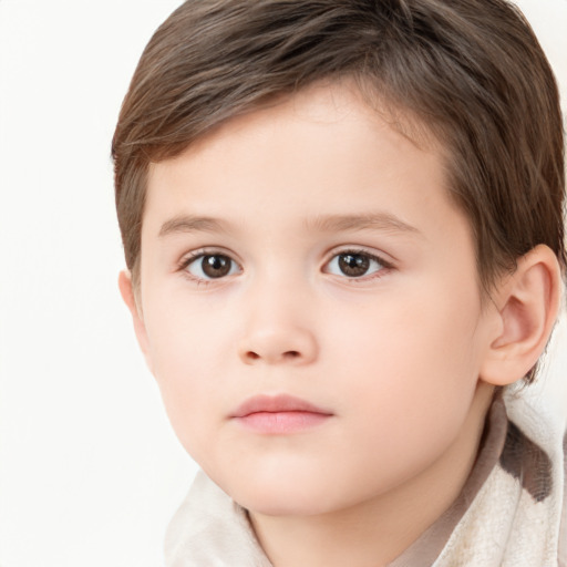 Neutral white child female with short  brown hair and brown eyes