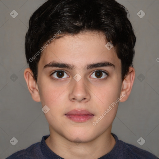 Neutral white child male with short  brown hair and brown eyes